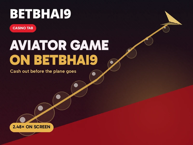 Betbhai9 Aviator game with the multiplier curve climbing before the cash-out