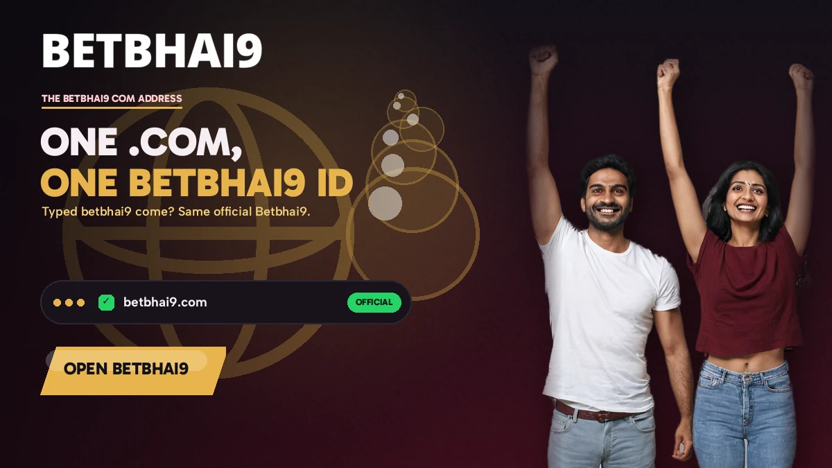The official betbhai9.com address in a browser bar beside two players celebrating a win