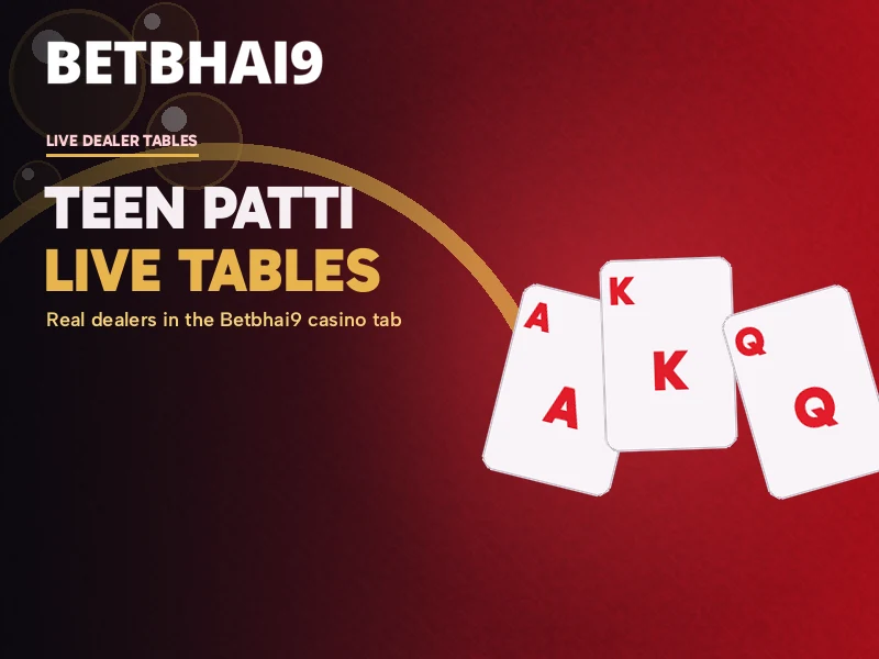 Betbhai9 live Teen Patti table with the dealer cards face up
